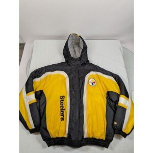 Vintage Pro Player Pittsburgh Steelers Jacket 90s puffer Coat Mens Size L NFL